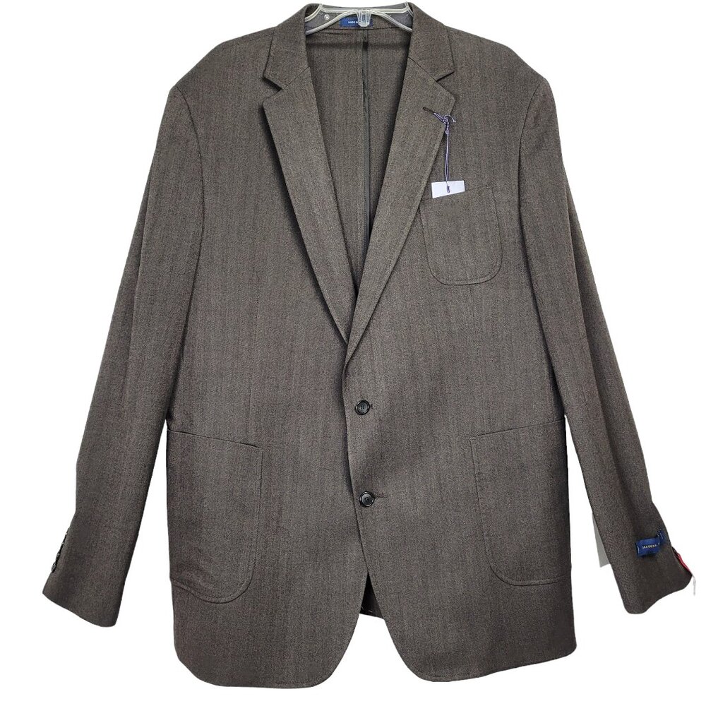 Stafford Blazer Mens 48 LNG Brown Herringbone Sport Coat Blazer Slim Fit Career